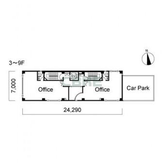 3階〜9階 平面図