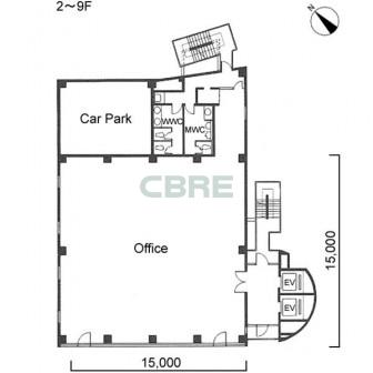 2階〜9階 平面図