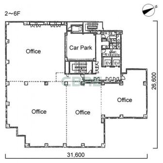 2階〜6階 平面図