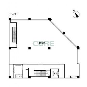 3階〜8階 平面図
