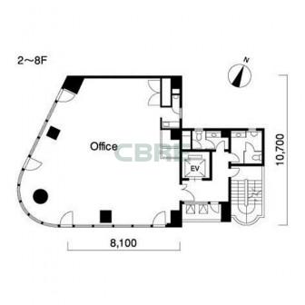 2階〜8階 平面図