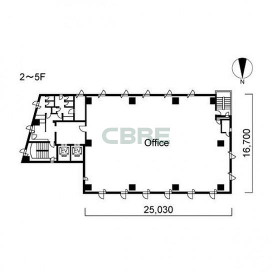 2階〜5階 平面図