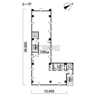 2階〜7階 平面図