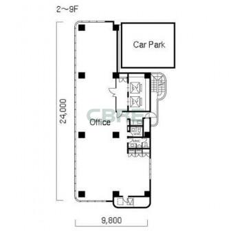 2階〜9階 平面図