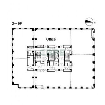 2階〜9階 平面図