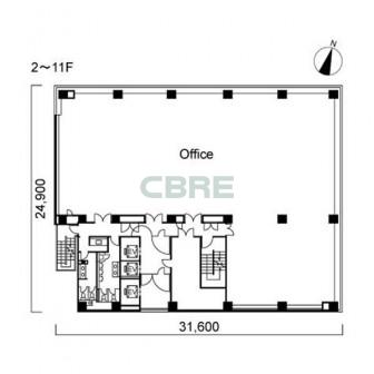 2階〜11階 平面図