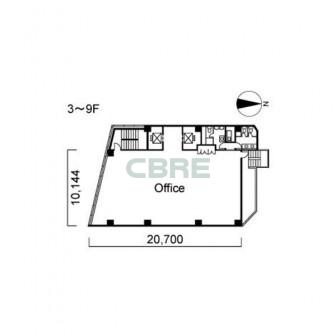 3階〜9階 平面図