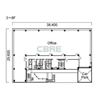 3階〜8階 平面図