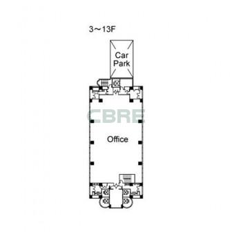 3階〜13階 平面図