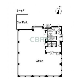 3階〜8階 平面図
