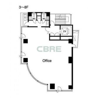 3階〜8階 平面図