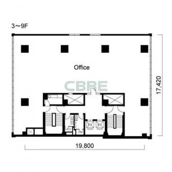 3階〜9階 平面図
