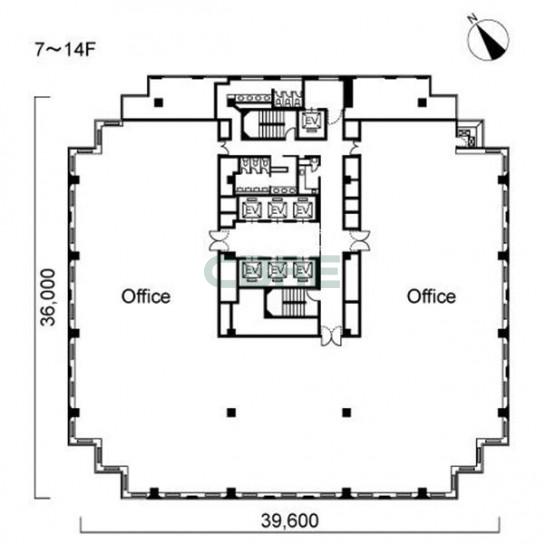 7階〜14階 平面図
