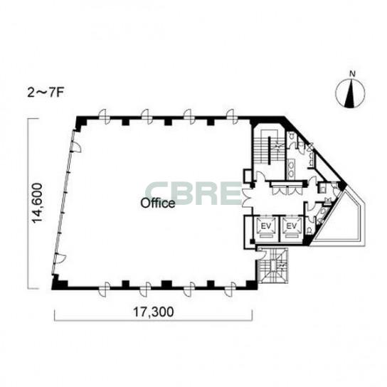 2階〜7階 平面図