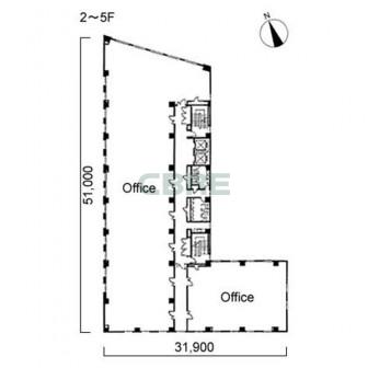 2階〜5階 平面図