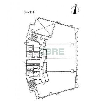 3階〜11階 平面図