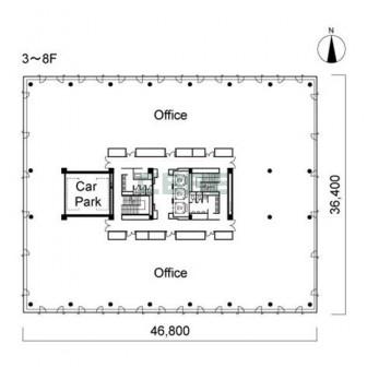 3階〜8階 平面図