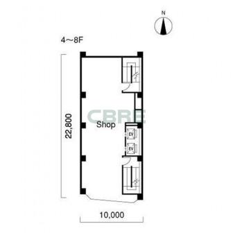 4階〜8階 平面図