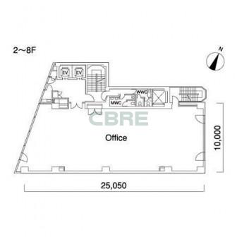 2階〜8階 平面図