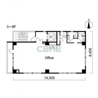 3階〜8階 平面図