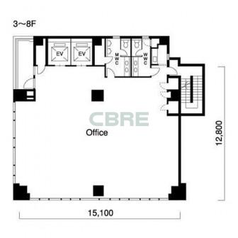 3階〜8階 平面図
