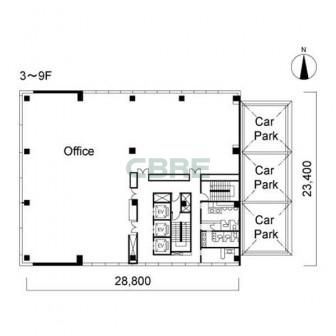 3階〜9階 平面図