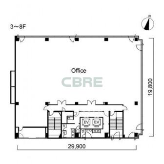 3階〜8階 平面図