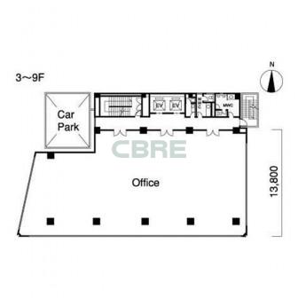 3階〜9階 平面図