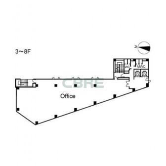 3階〜8階 平面図