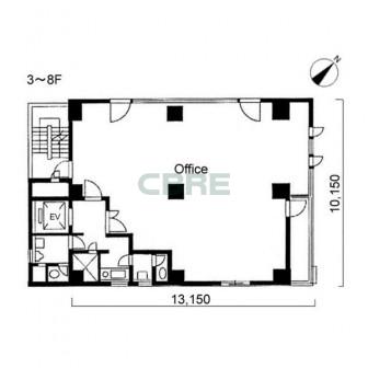 3階〜8階 平面図