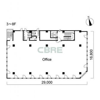 3階〜8階 平面図