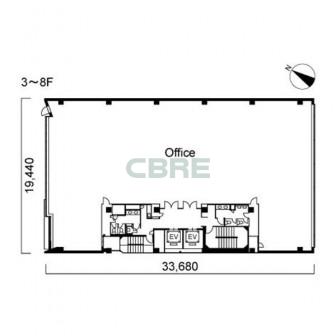 3階〜8階 平面図