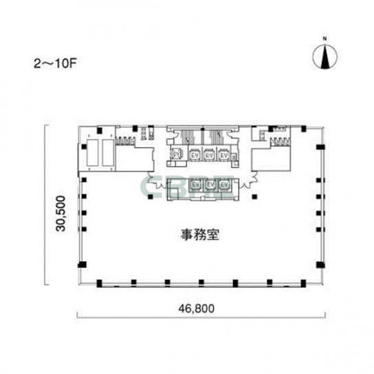 2階〜10階 平面図