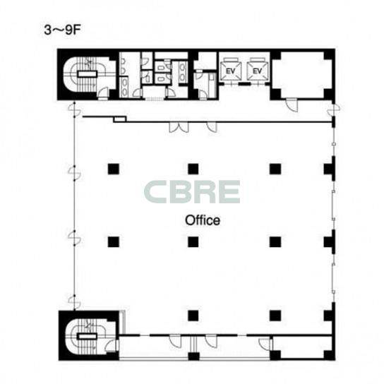 3階〜9階 平面図