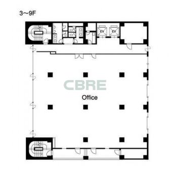 3階〜9階 平面図
