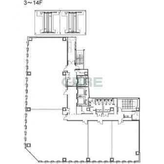 3階〜14階 平面図
