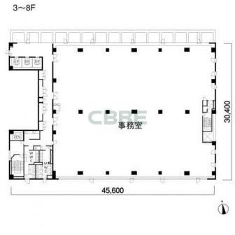 3階〜8階 平面図