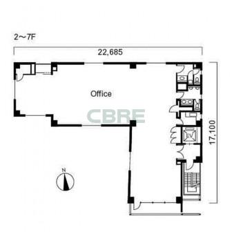 2階〜7階 平面図