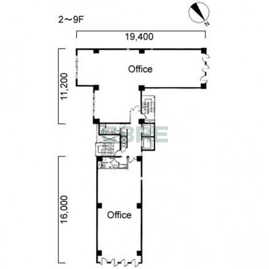 2階〜9階 平面図