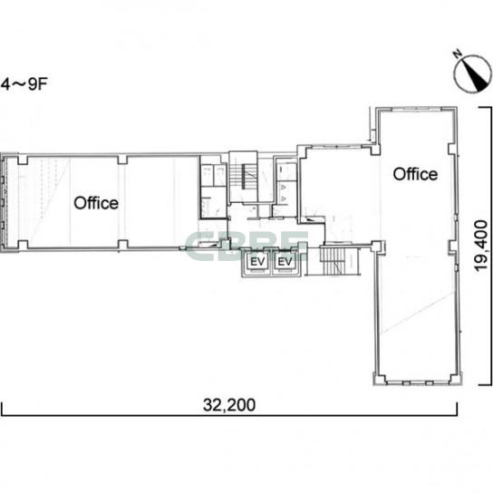 4階〜9階 平面図