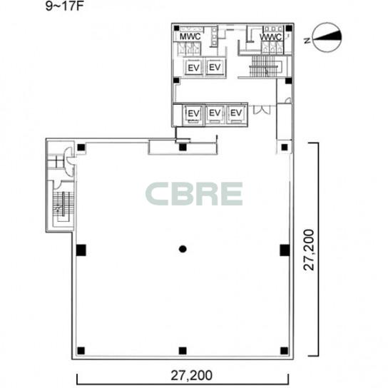 9階〜17階 平面図