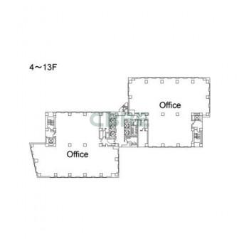 4階〜13階 平面図