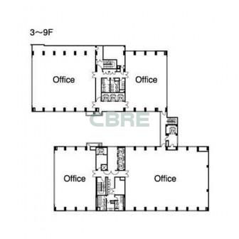 3階〜9階 平面図
