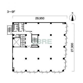 3階〜9階 平面図