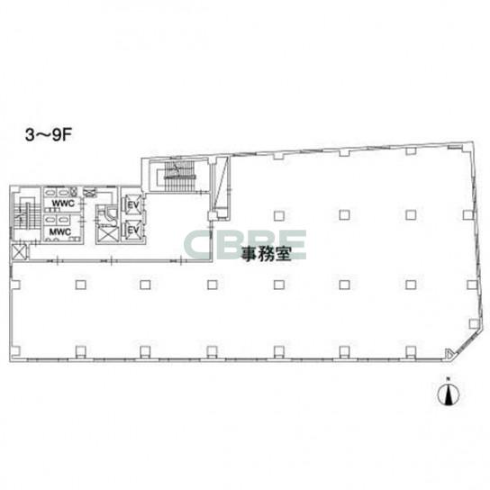 3階〜9階 平面図