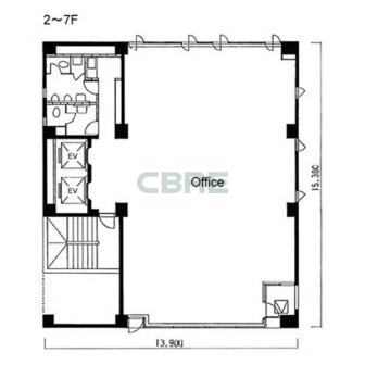 2階〜7階 平面図