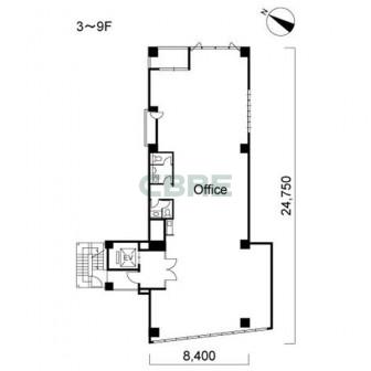 3階〜9階 平面図