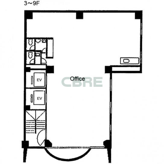 3階〜9階 平面図