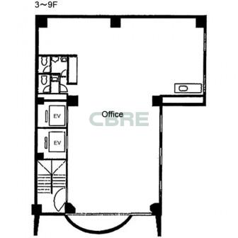 3階〜9階 平面図