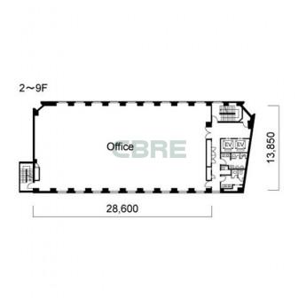 2階〜9階 平面図